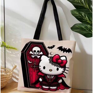 Hello Kitty Gothic Coffin Tote Bag – Large Halloween Shoulder Bag, Vampire